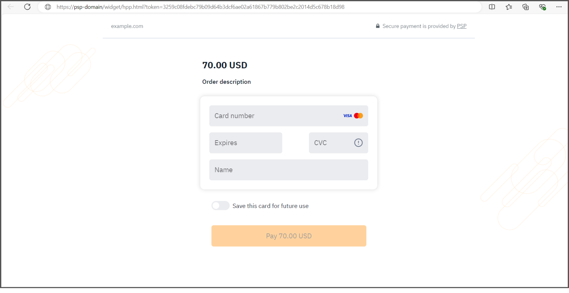 Payment page on Continentpay domain